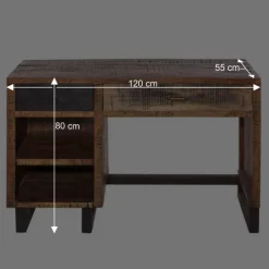 Wohnen Massivholzmöbel|Tische*Recyclingholz Schreibtisch 120x50 cm - Bahiro