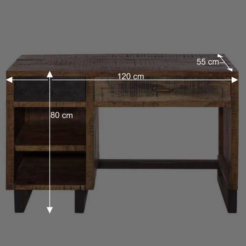 Wohnen Massivholzmöbel|Tische*Recyclingholz Schreibtisch 120x50 cm - Bahiro