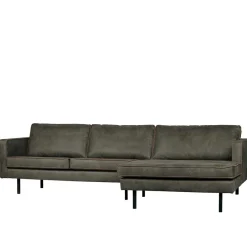 Wohnen Retro Möbel*Recyclingleder Sofaecke in Oliv Grün - Laconca