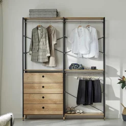 Wohnen Regal Garderobe mit 2 Stangen & 4 Schubladen - Amigo