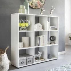 Wohnen Regal mit 9 Fächern offen in Weiß Claas 108 x 104 cm