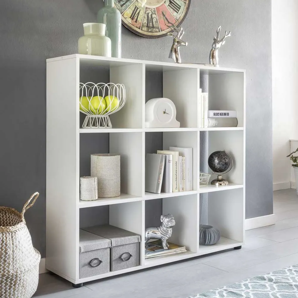 Wohnen Regal mit 9 Fächern offen in Weiß Claas 108 x 104 cm
