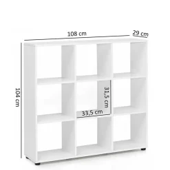 Wohnen Regal mit 9 Fächern offen in Weiß Claas 108 x 104 cm