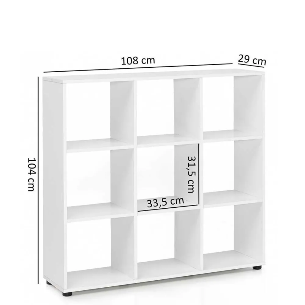 Wohnen Regal mit 9 Fächern offen in Weiß Claas 108 x 104 cm