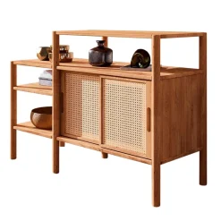 Wohnen Regal mit drei Fächern & zwei Schiebetüren - Indrya