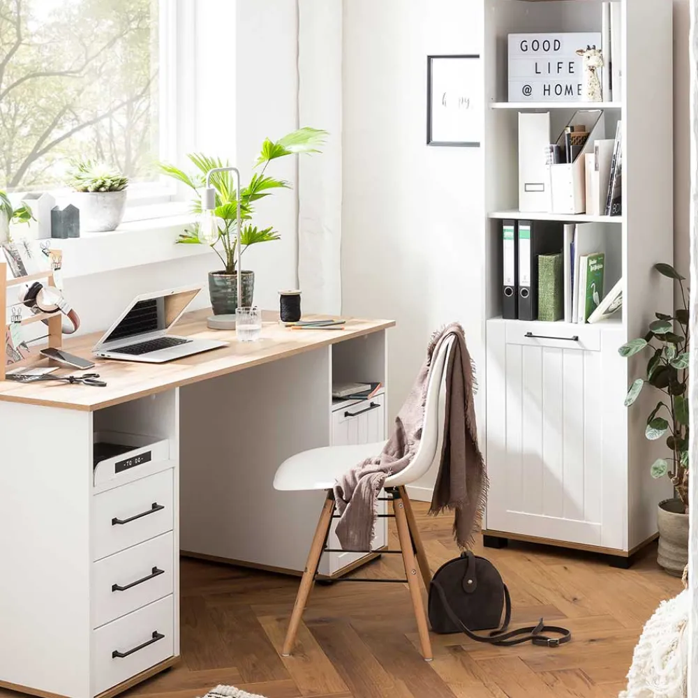 Wohnen Büroregale*Regal mit drei Fächern und Tür - Salcina