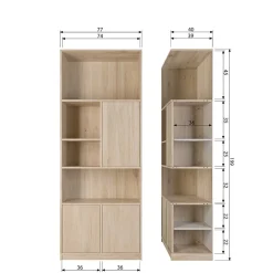 Wohnen Regal mit vier Fächern und drei Türen - Ewana