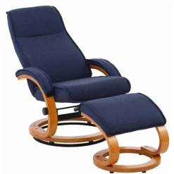 Wohnen Relaxsessel mit Fußhocker in Dunkelblau - Thani (zweiteilig)