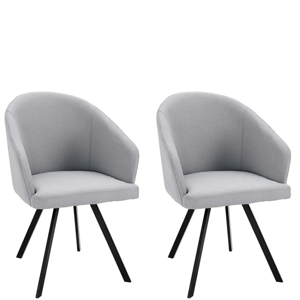 Wohnen Retro Armlehnenstühle in Hellgrau - Dranico (2er Set)