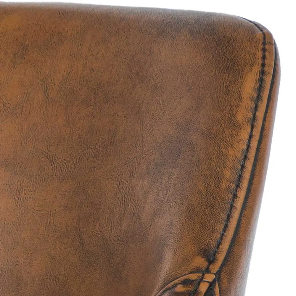 Wohnen Wohnzimmerstühle*Retro Armlehnenstuhl aus braunem Kunstleder - Fulivia (2er Set)