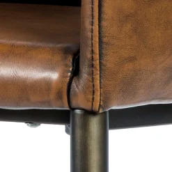 Wohnen Wohnzimmerstühle*Retro Armlehnenstuhl aus braunem Kunstleder - Fulivia (2er Set)