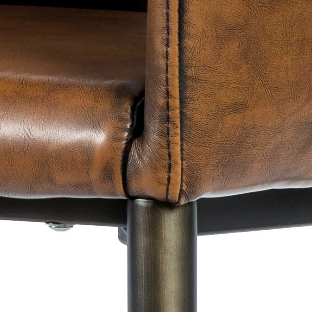 Wohnen Wohnzimmerstühle*Retro Armlehnenstuhl aus braunem Kunstleder - Fulivia (2er Set)