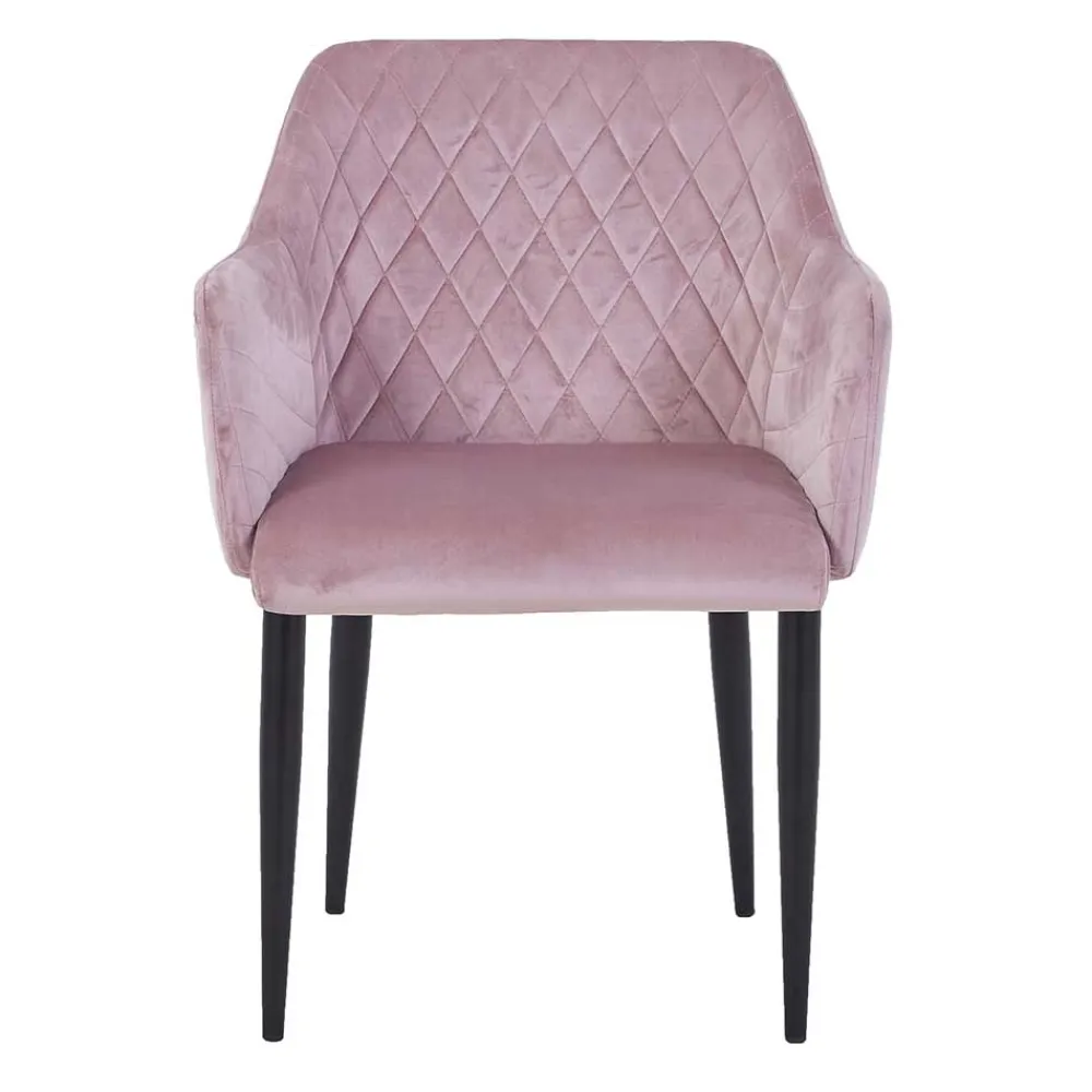 Wohnen Retro Armlehnenstuhl in Altrosa Samt - Onjamy (2er Set)