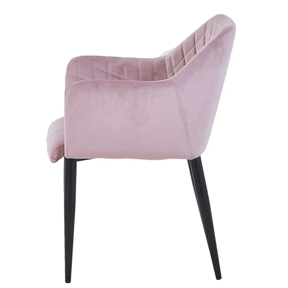 Wohnen Retro Armlehnenstuhl in Altrosa Samt - Onjamy (2er Set)
