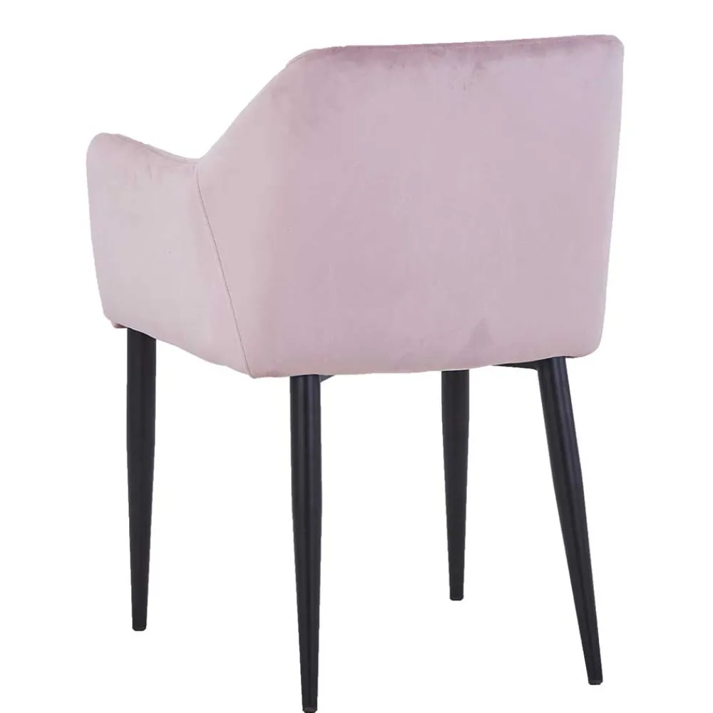 Wohnen Retro Armlehnenstuhl in Altrosa Samt - Onjamy (2er Set)