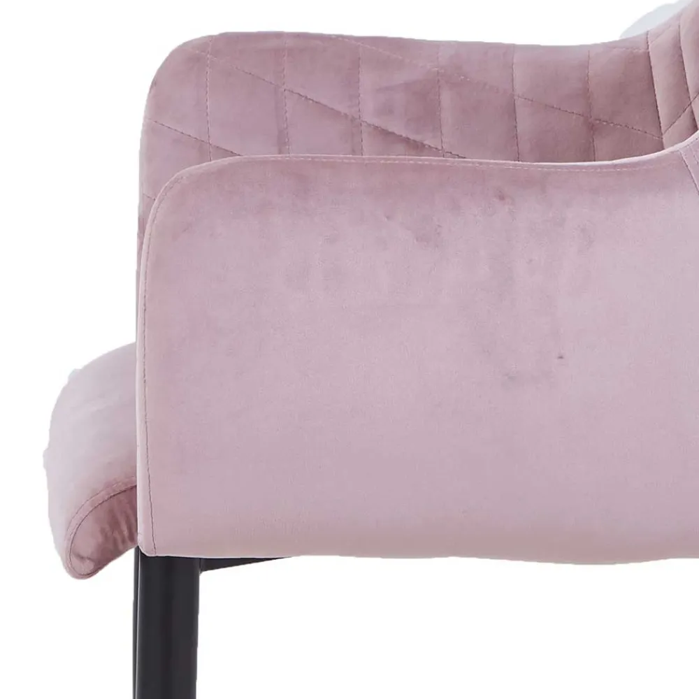 Wohnen Retro Armlehnenstuhl in Altrosa Samt - Onjamy (2er Set)