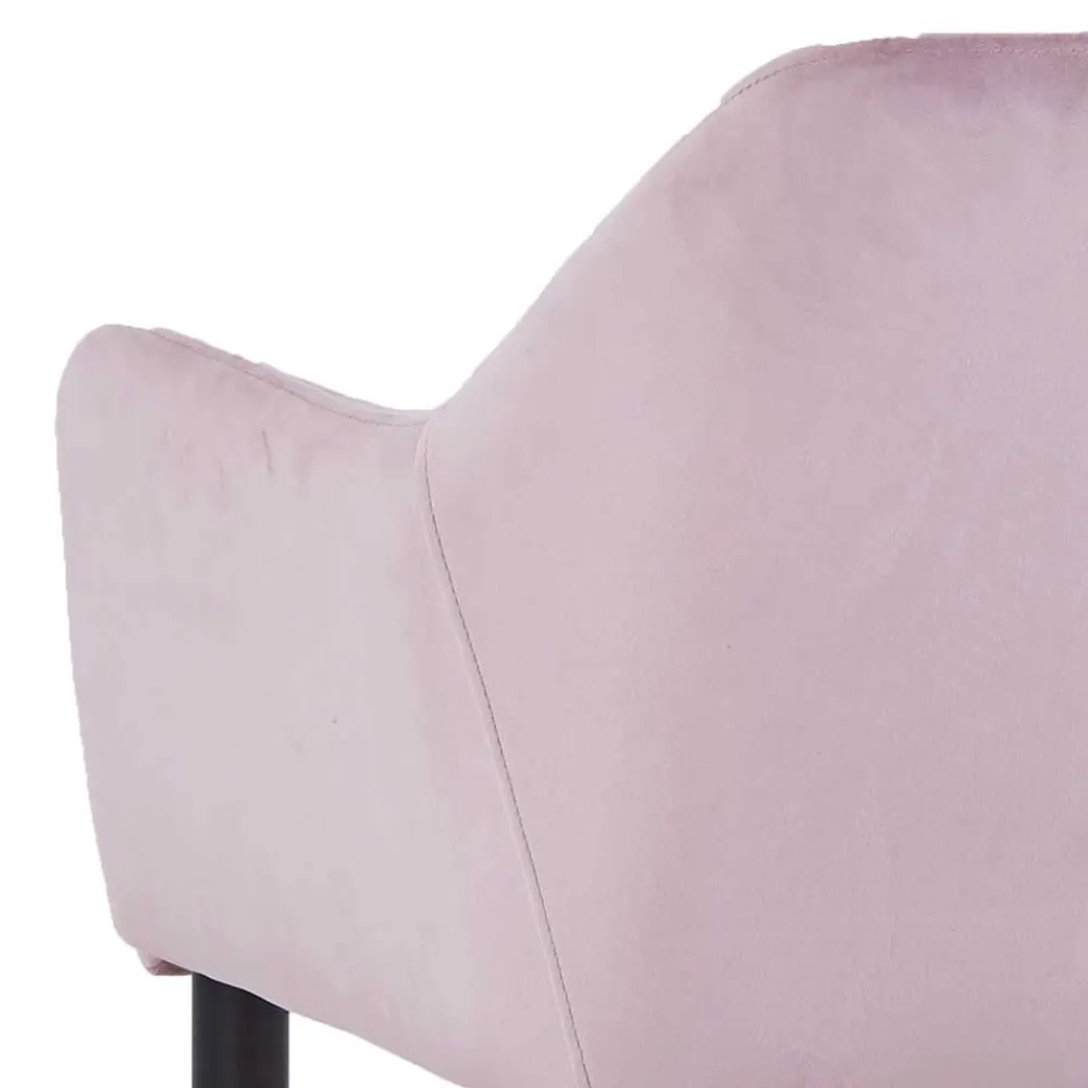 Wohnen Retro Armlehnenstuhl in Altrosa Samt - Onjamy (2er Set)
