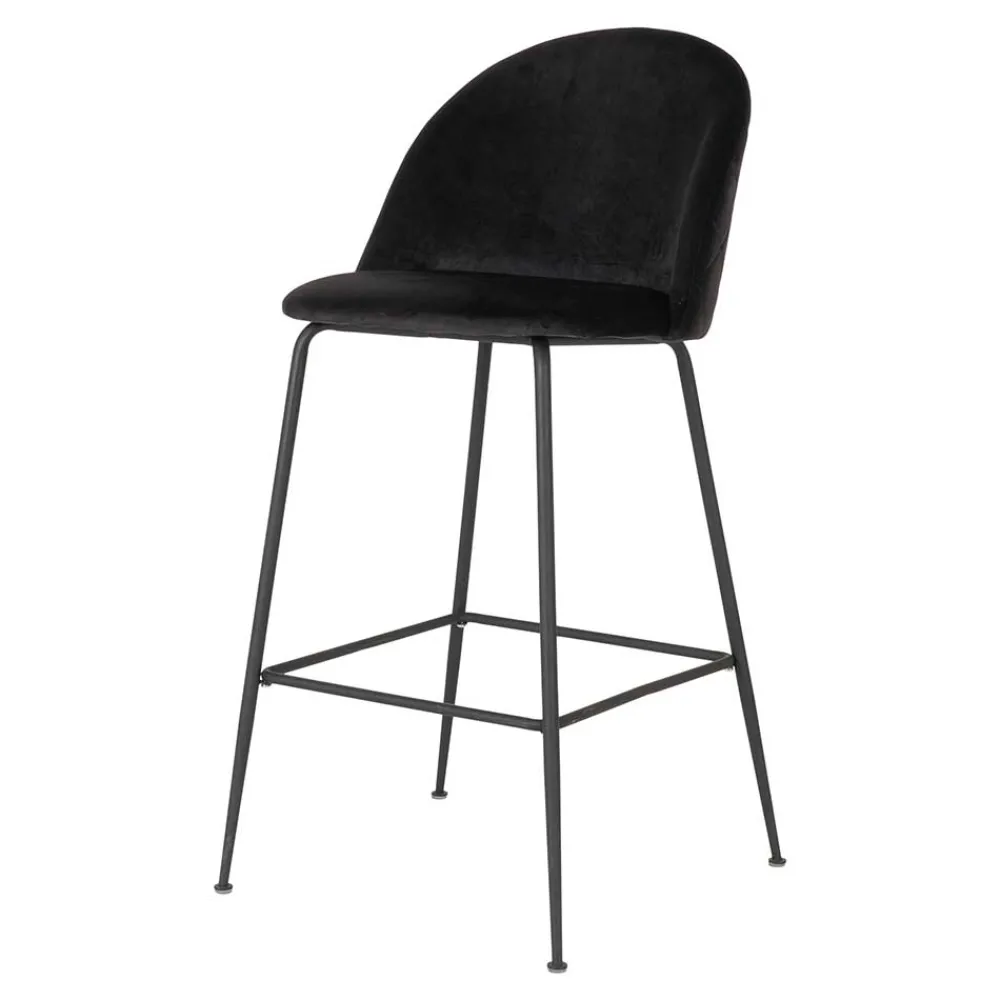 Wohnen Barhocker|Hocker*Retro Barstühle aus schwarzem Samt - Baltimoore (2er Set)