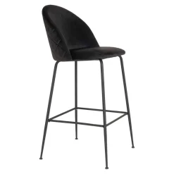 Wohnen Barhocker|Hocker*Retro Barstühle aus schwarzem Samt - Baltimoore (2er Set)