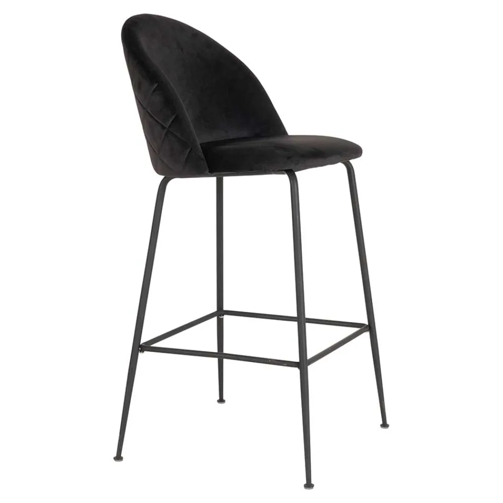 Wohnen Barhocker|Hocker*Retro Barstühle aus schwarzem Samt - Baltimoore (2er Set)