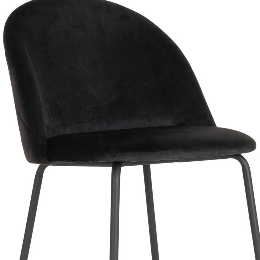 Wohnen Barhocker|Hocker*Retro Barstühle aus schwarzem Samt - Baltimoore (2er Set)