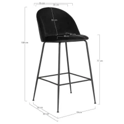 Wohnen Barhocker|Hocker*Retro Barstühle aus schwarzem Samt - Baltimoore (2er Set)