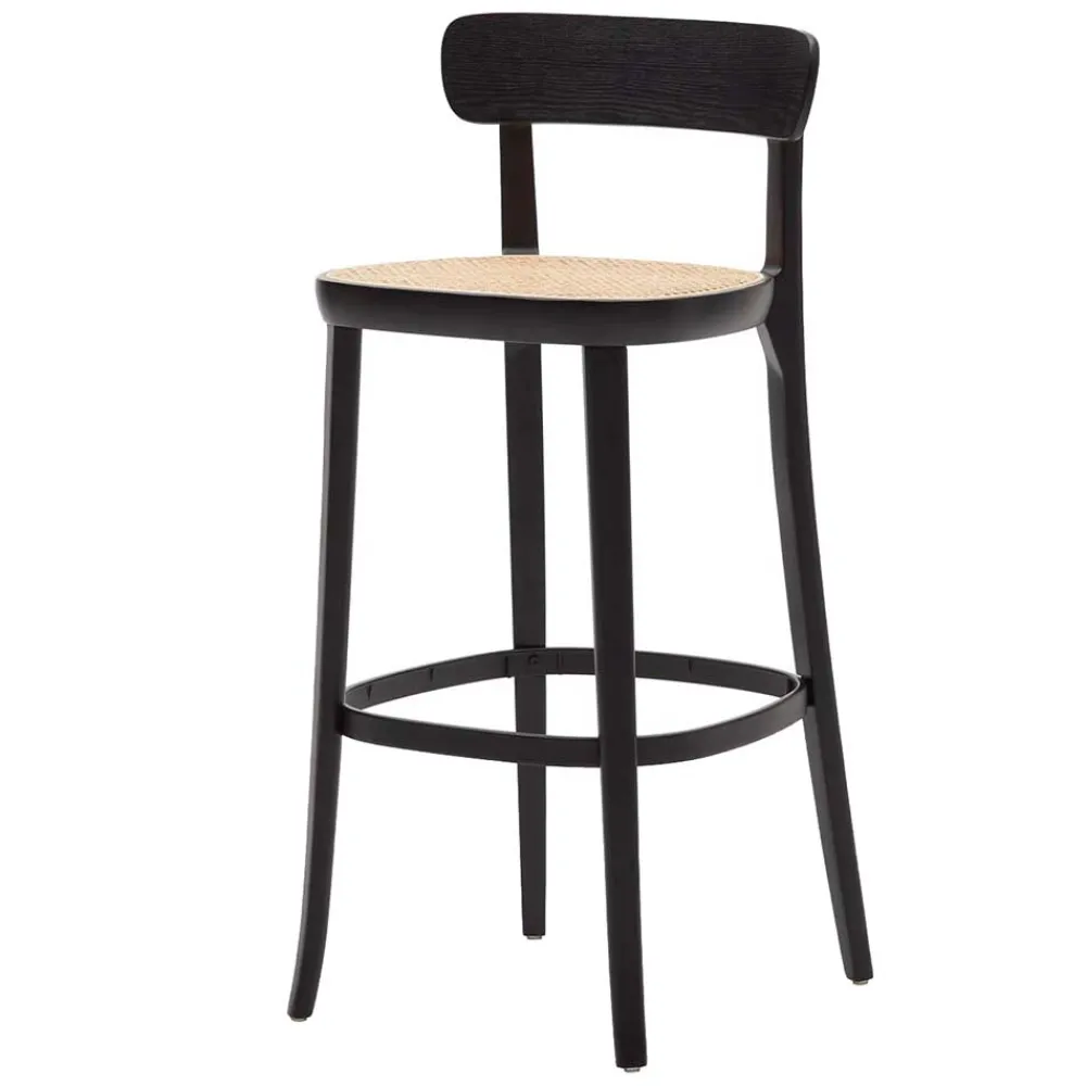 Wohnen Barhocker|Hocker*Retro Barstuhl mit Wiener Geflecht Sitz - Pulany (2er Set)