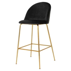 Wohnen Retro Design Barstühle in Schwarz & Messing - Venjus (2er Set)