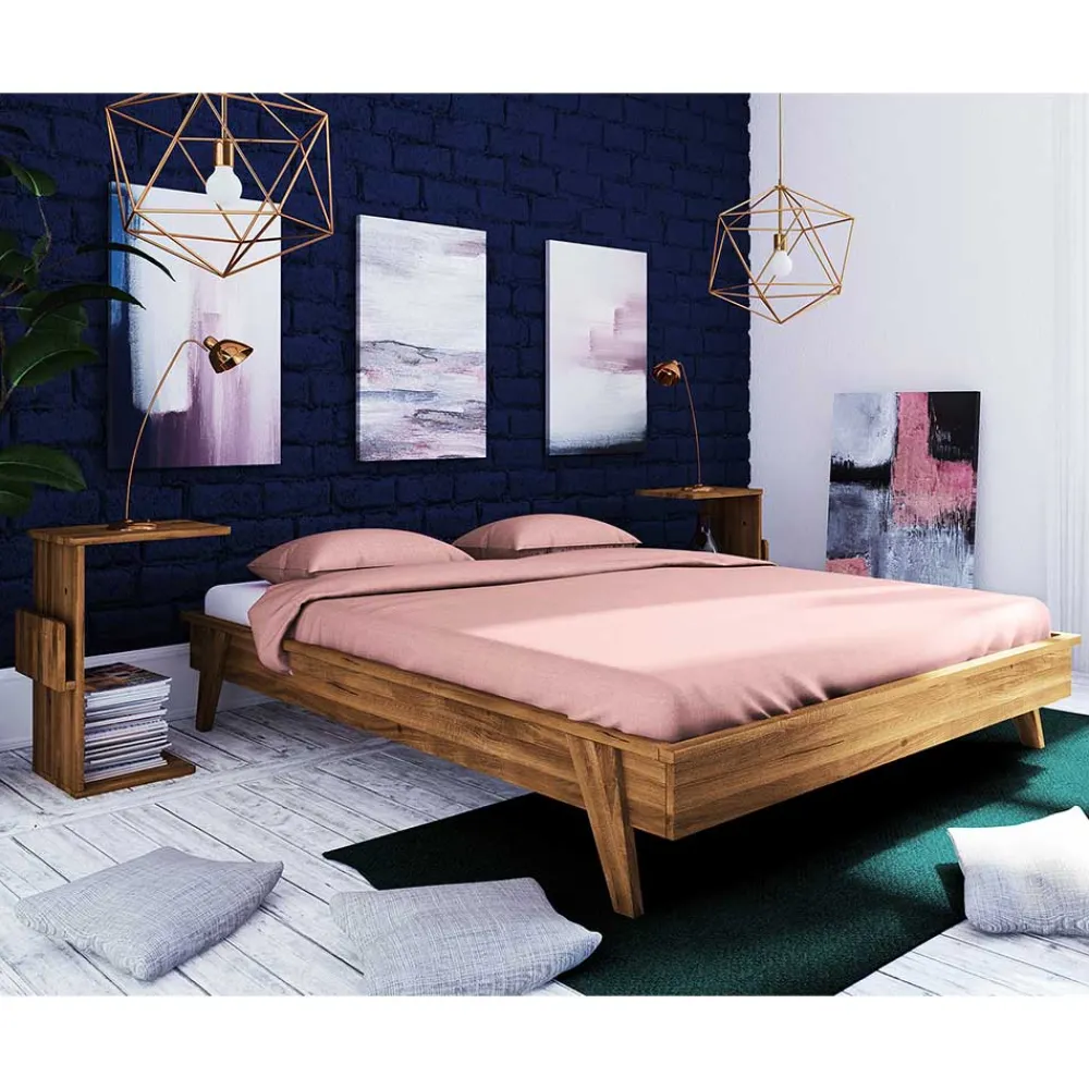 Wohnen Retro Möbel*Retro Design Bettanlage aus Wildeiche - Hardus