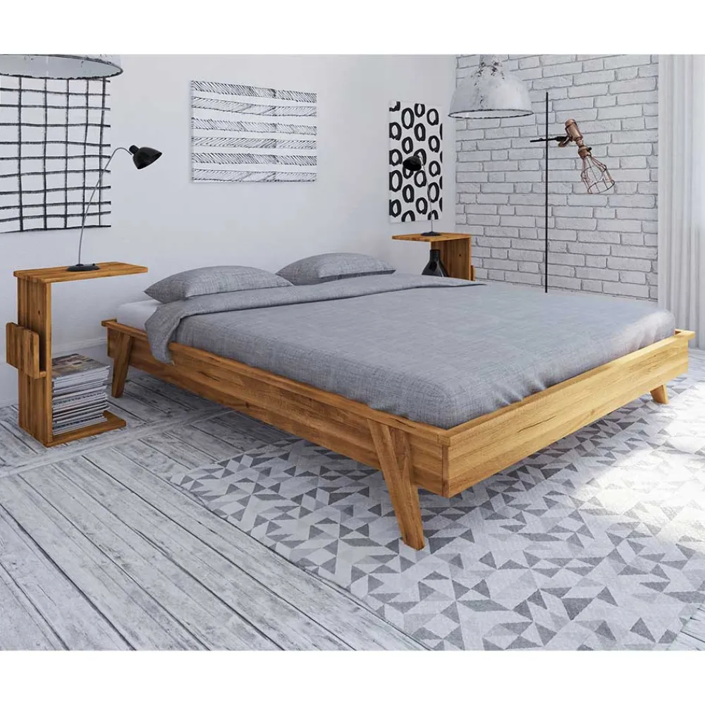 Wohnen Retro Möbel*Retro Design Bettanlage aus Wildeiche - Hardus