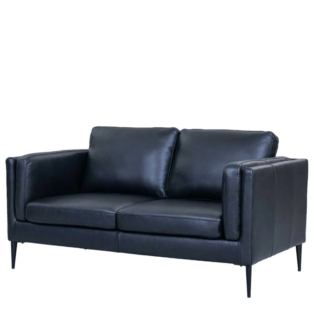 Wohnen Retro Design Ledercouch in Schwarz - Griffina