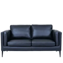 Wohnen Retro Design Ledercouch in Schwarz - Griffina