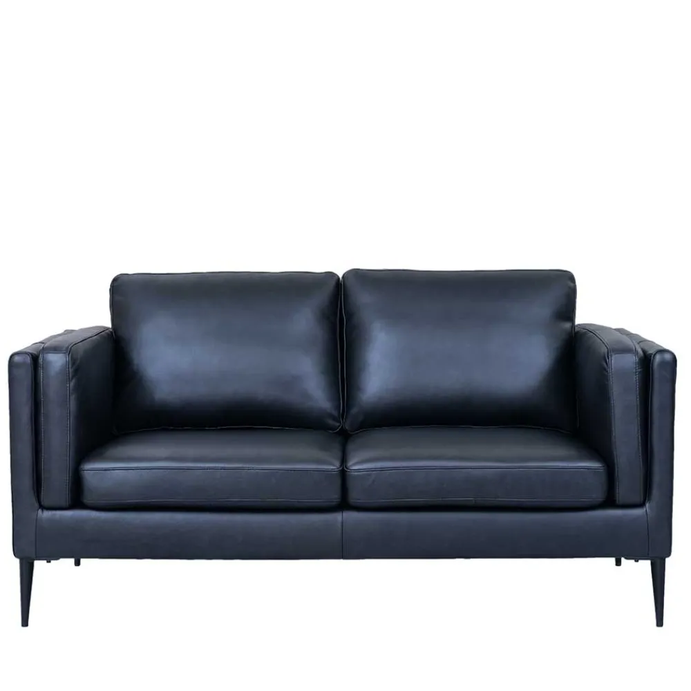 Wohnen Retro Design Ledercouch in Schwarz - Griffina