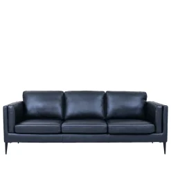 Wohnen Retro Design Ledercouch in Schwarz - Griffina