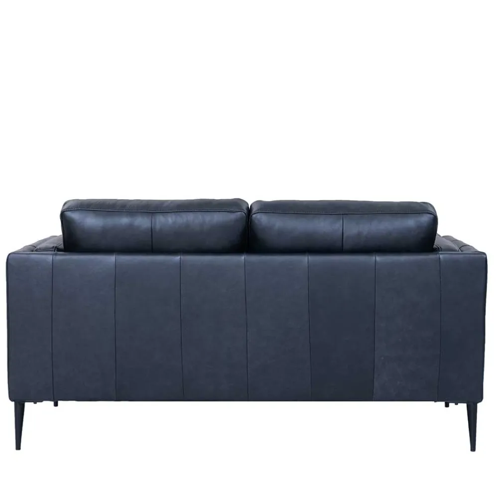 Wohnen Retro Design Ledercouch in Schwarz - Griffina