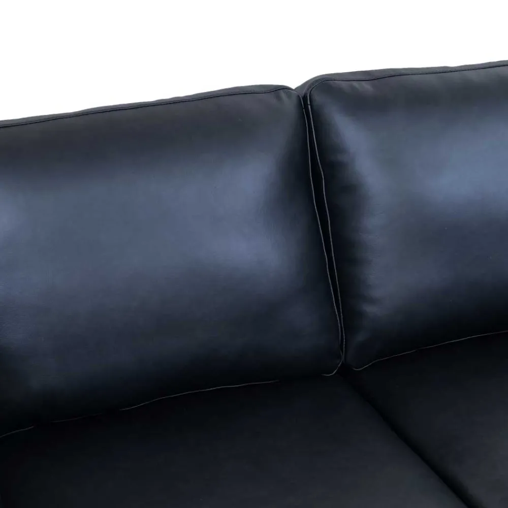 Wohnen Retro Design Ledercouch in Schwarz - Griffina