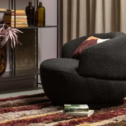 Wohnen Retro Möbel|Sessel & Hocker*Retro Design Sessel aus Boucle Stoff - Fronco