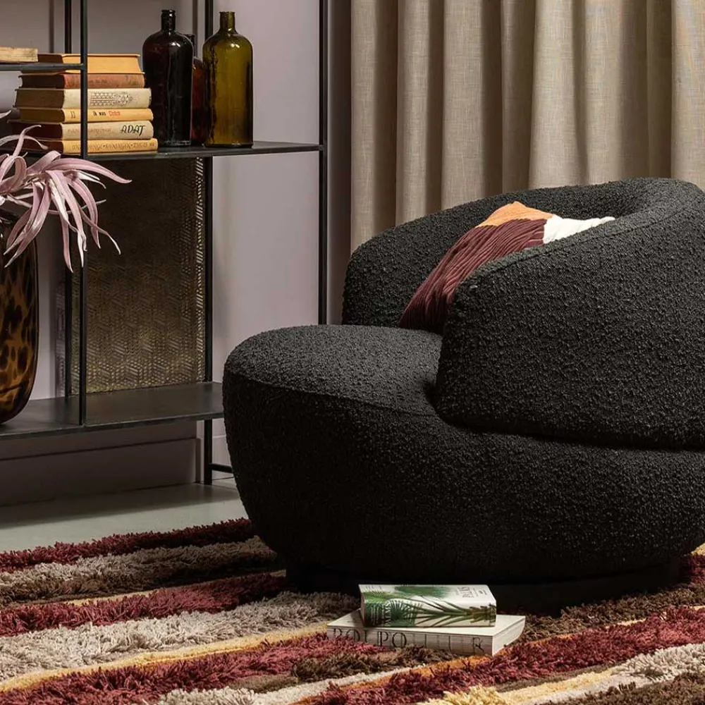 Wohnen Retro Möbel|Sessel & Hocker*Retro Design Sessel aus Boucle Stoff - Fronco