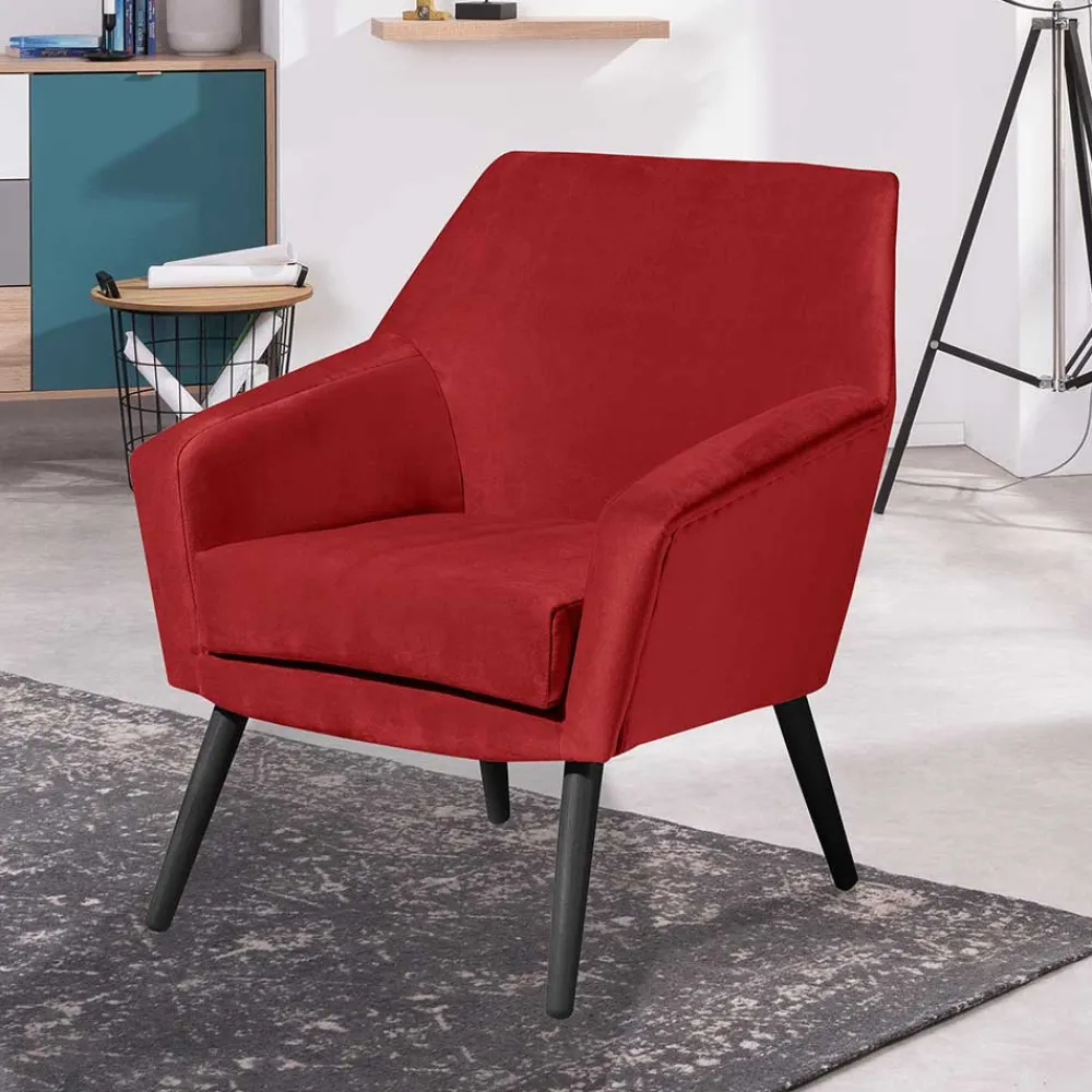 Wohnen Retro Designsessel in Ziegelrot Samtvelours - Nina
