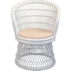 Wohnen Rattanmöbel*Retro Geflechtsessel aus Rattan in Weiß - Marcello