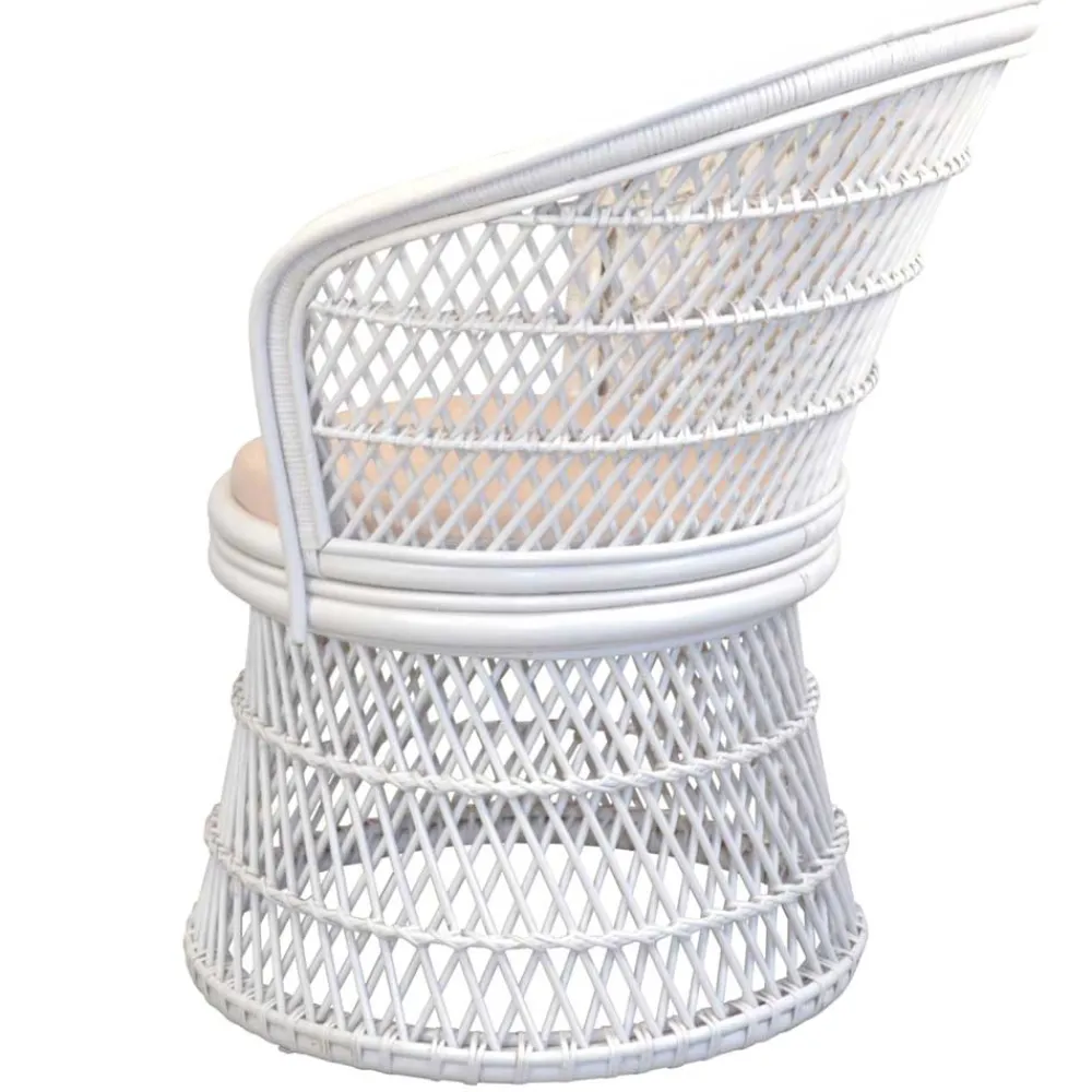 Wohnen Rattanmöbel*Retro Geflechtsessel aus Rattan in Weiß - Marcello