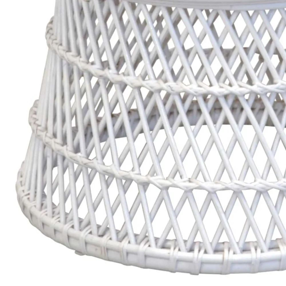 Wohnen Rattanmöbel*Retro Geflechtsessel aus Rattan in Weiß - Marcello