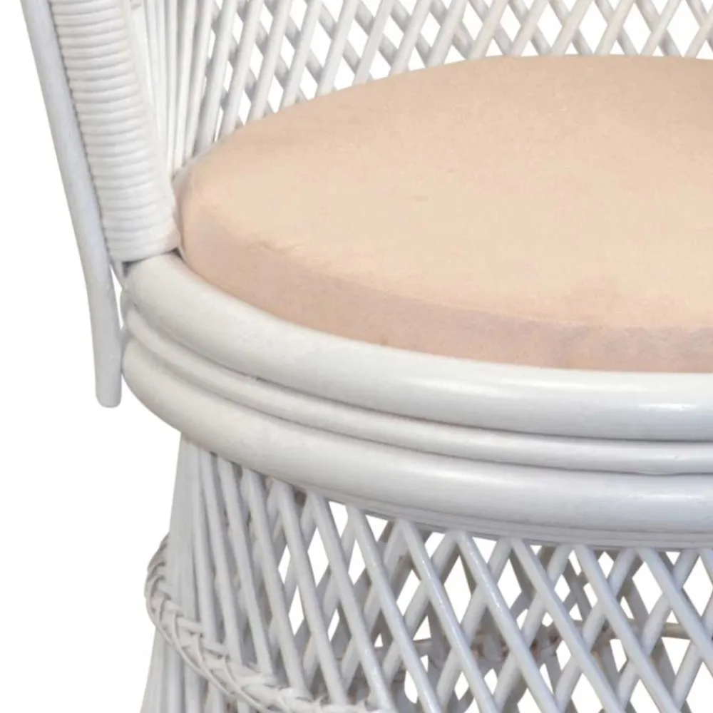 Wohnen Rattanmöbel*Retro Geflechtsessel aus Rattan in Weiß - Marcello