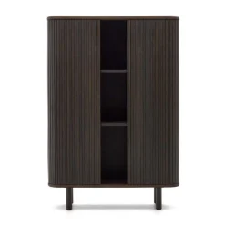 Wohnen Braune Möbel|Schränke*Retro Highboard mit Schiebetüren und Fächern - Tadaco