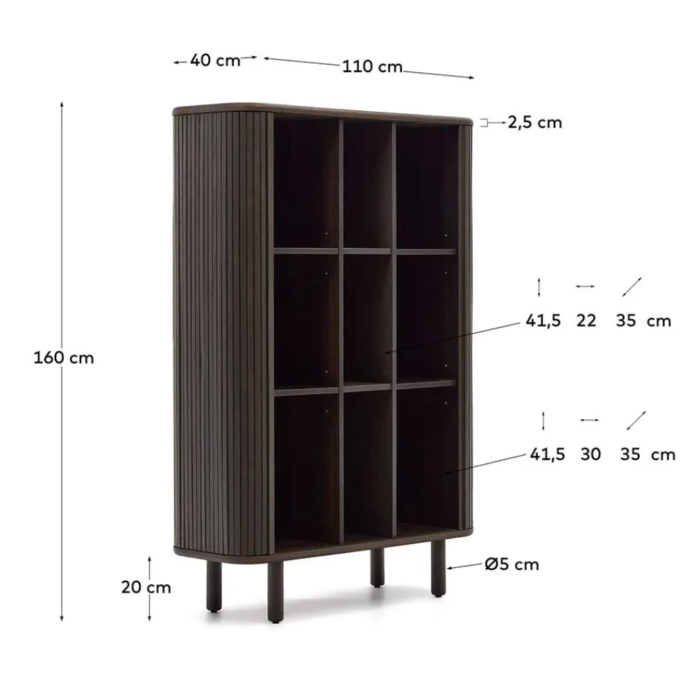 Wohnen Braune Möbel|Schränke*Retro Highboard mit Schiebetüren und Fächern - Tadaco