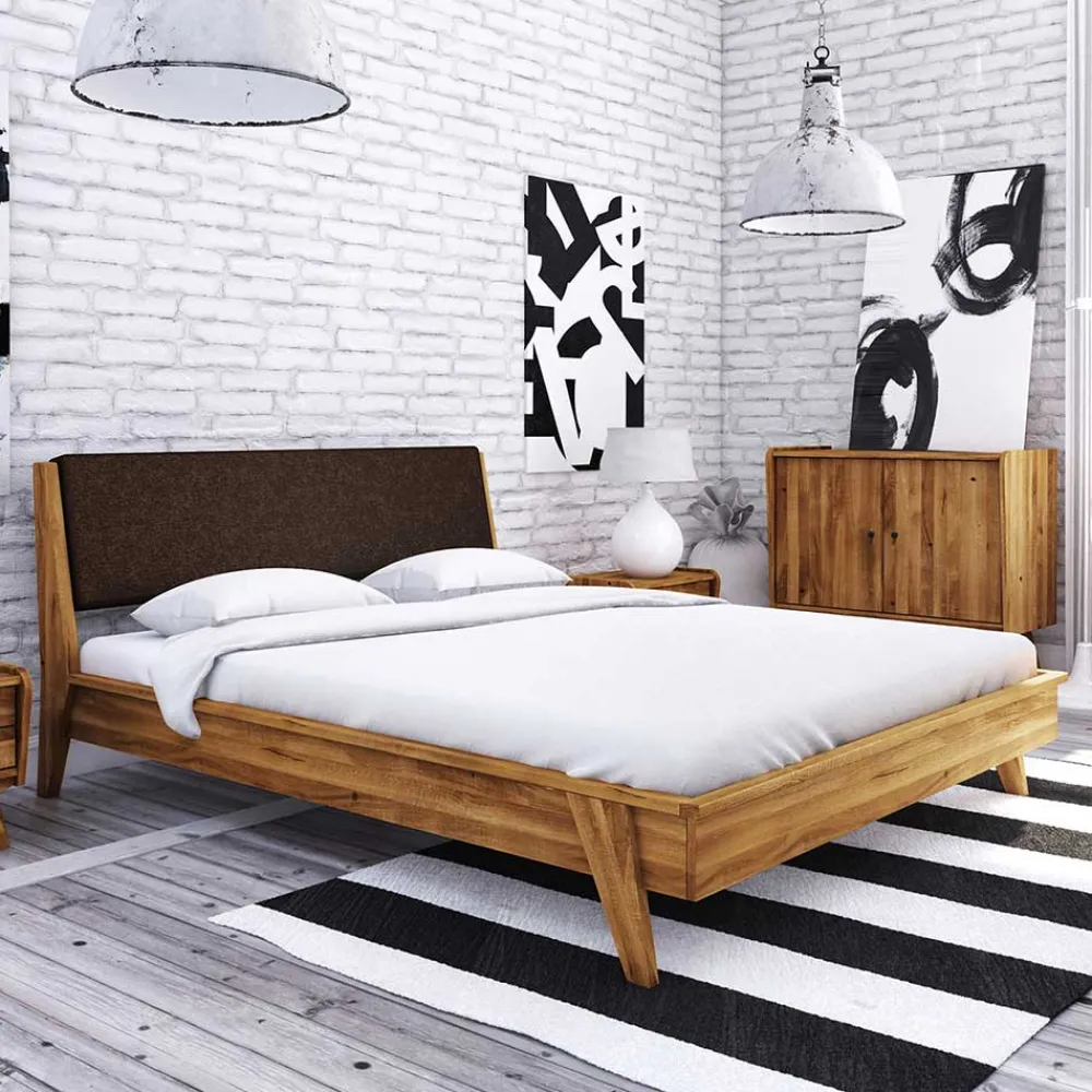 Wohnen Braune Möbel|Retro Möbel*Retro Holz Bettgestell aus Wildeiche - Hardus