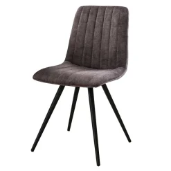 Wohnen Retro Möbel|Küchenstühle*Retro Küchenstühle in Grau Samt - Valjita (4er Set)