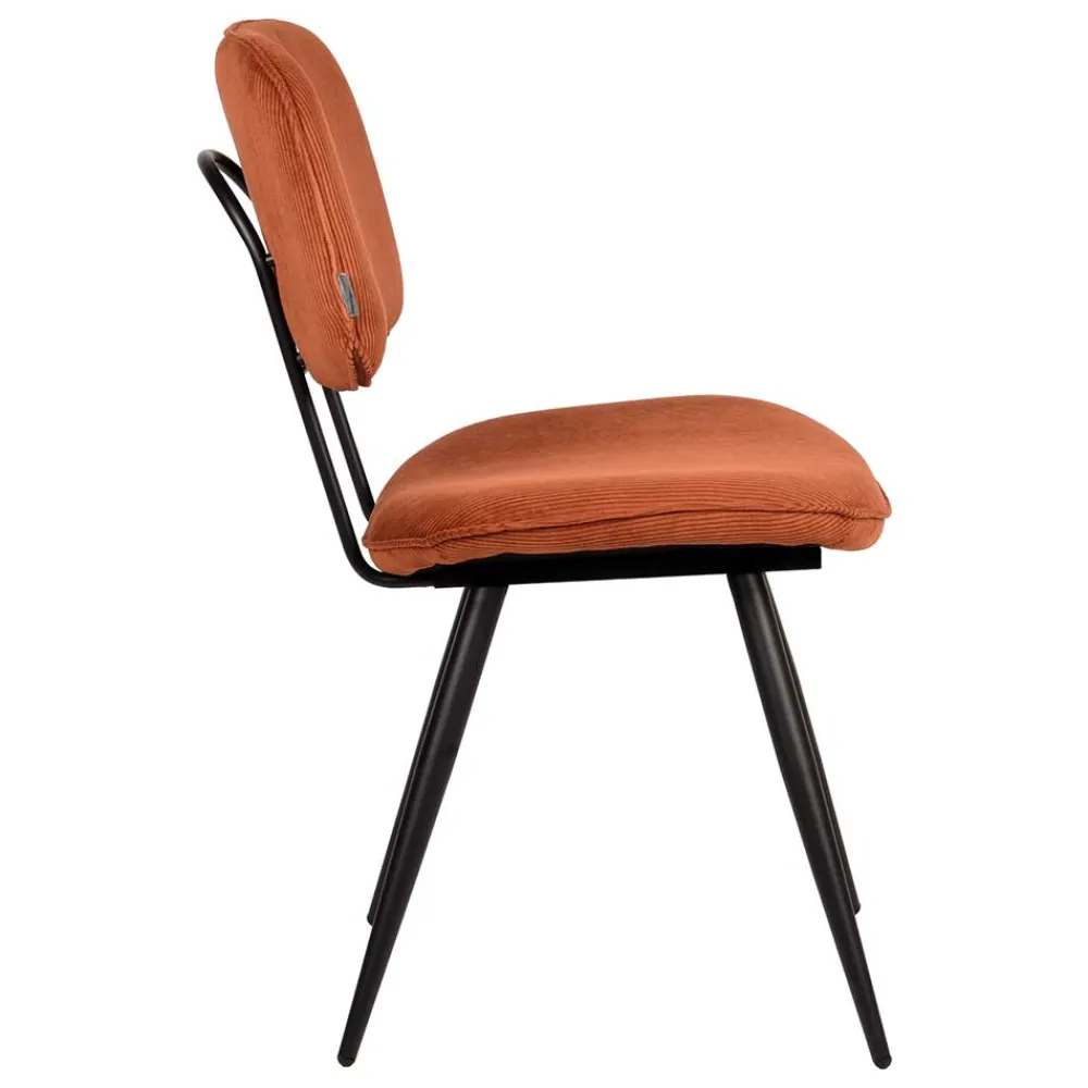 Wohnen Retro Küchenstuhl in Rost Braun Cord-Bezug - Candeloco (2er Set)