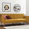 Wohnen Retro Möbel|Sofas*Retro Klappcouch in Senfgelb und Natur - Fiby