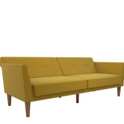 Wohnen Retro Möbel|Sofas*Retro Klappcouch in Senfgelb und Natur - Fiby
